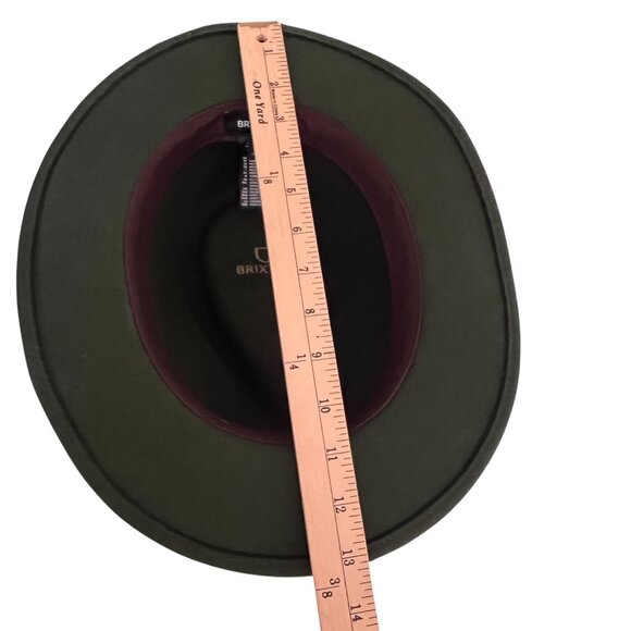 Brixton Messer Fedora Hat Adult Size Large 7 1/2 Moss Green Wool Felt - Picture 11 of 11